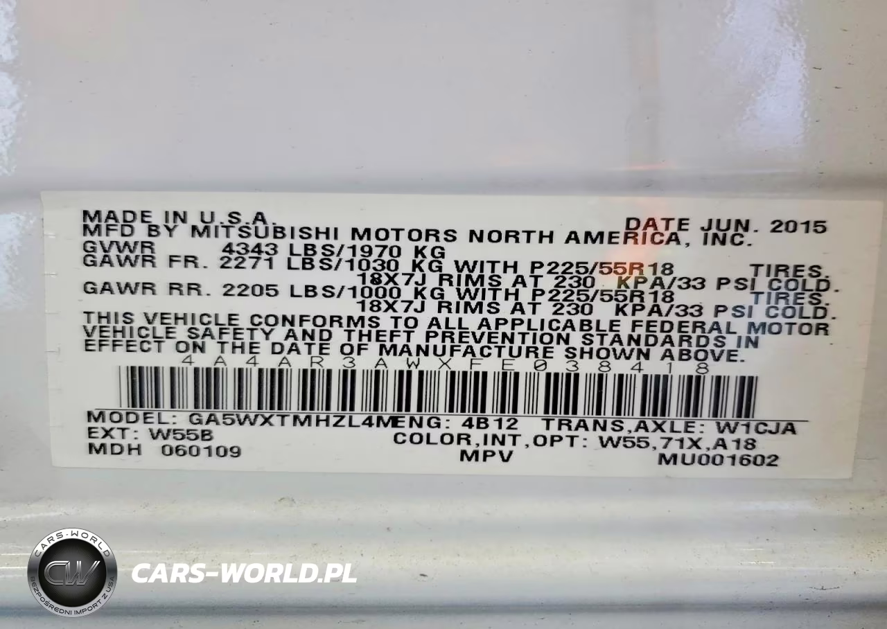 2015 Mitsubishi Outlander Sport Es VIN:4A4AR3AWXFE038418 - 13