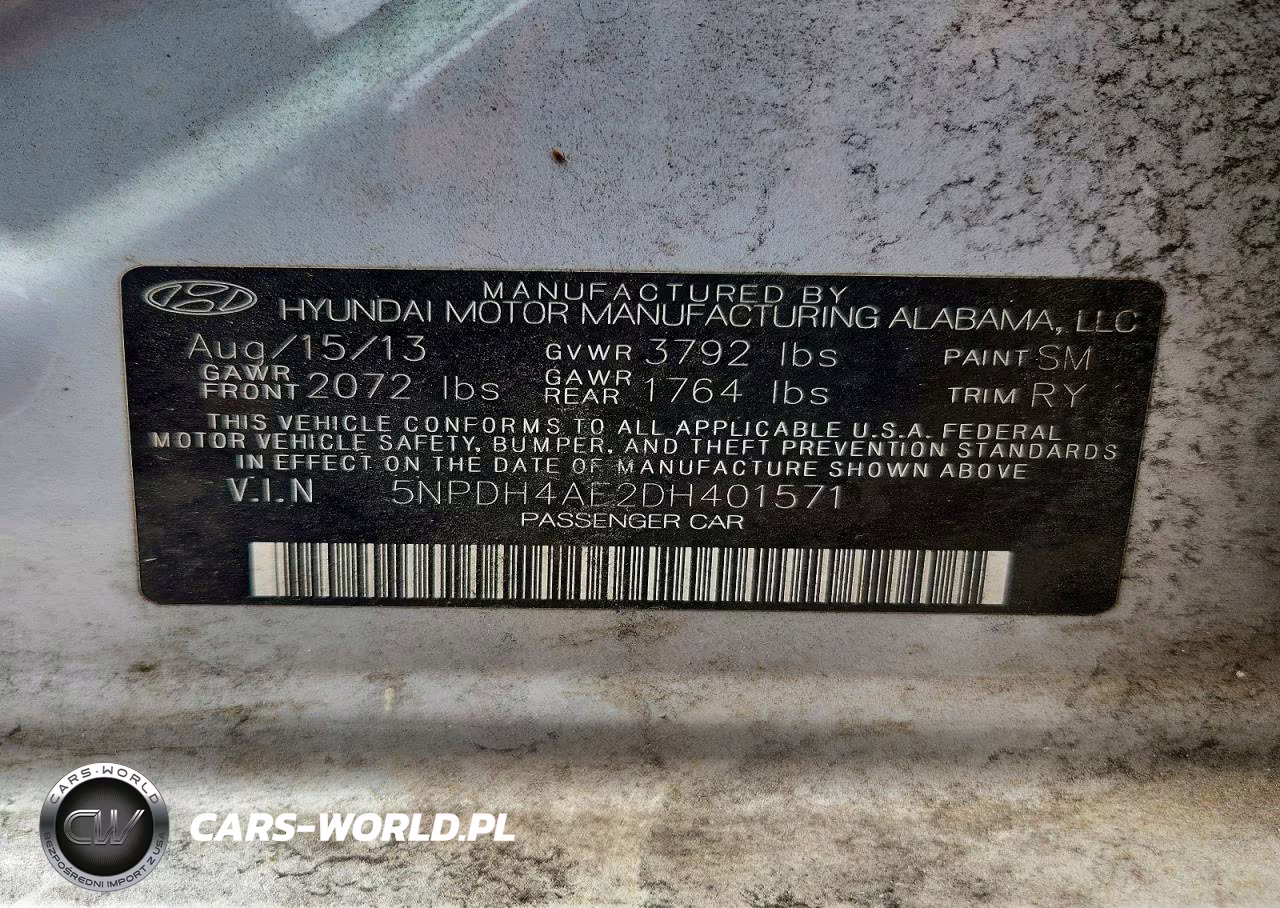 2013 Hyundai Elantra Limited VIN:5NPDH4AE2DH401571 - 12