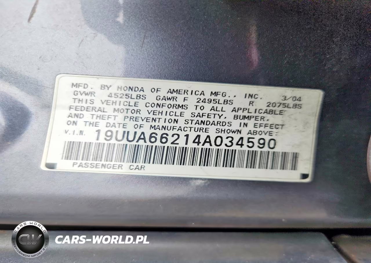 2004 Acura Tl VIN:19UUA66214A034590 - 12
