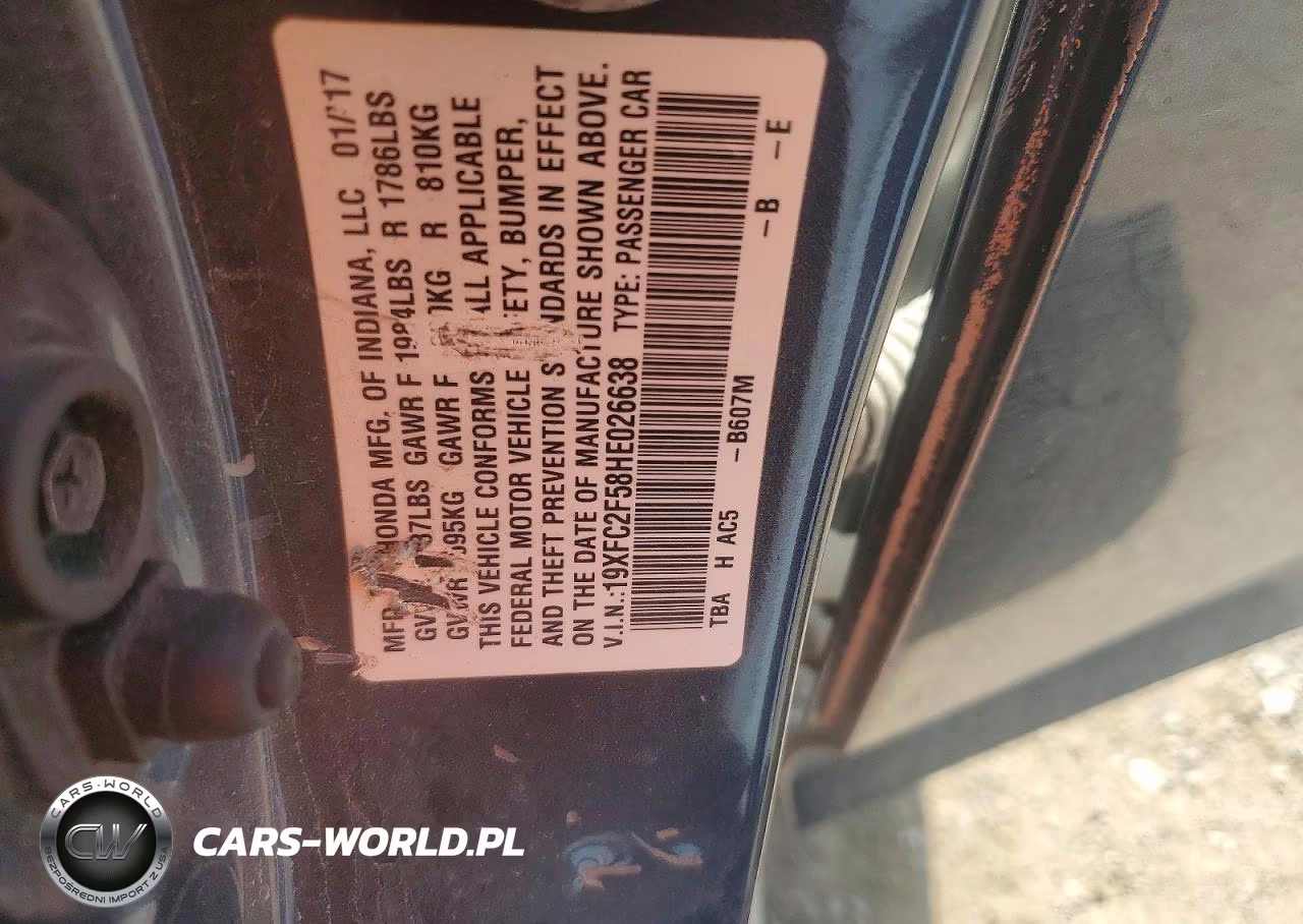 HONDA CIVIC LX VIN:19XFC2F58HE026638 - 12