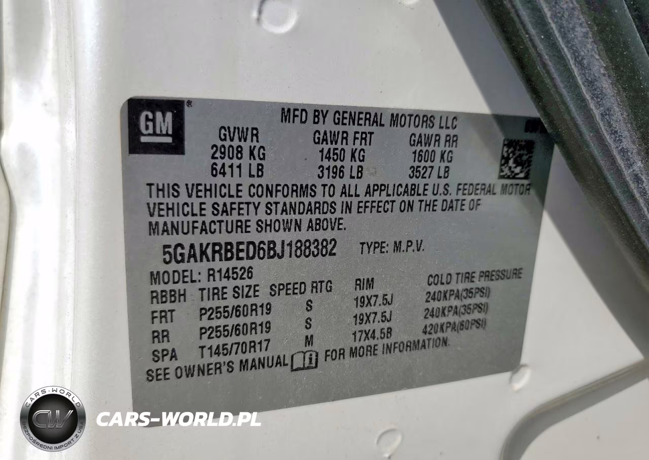 2011 Buick Enclave Cxl VIN:5GAKRBED6BJ188382 - 13