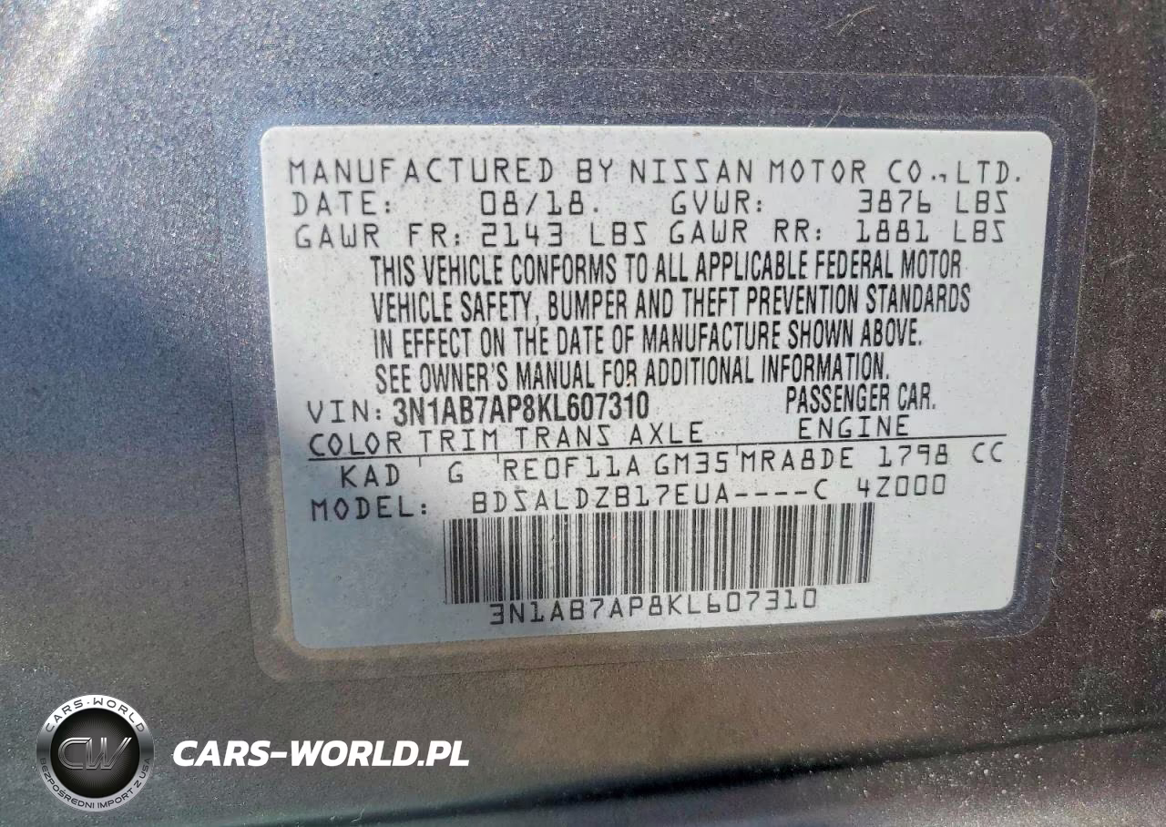 2019 Nissan Sentra Sv VIN:3N1AB7AP8KL607310 - 12