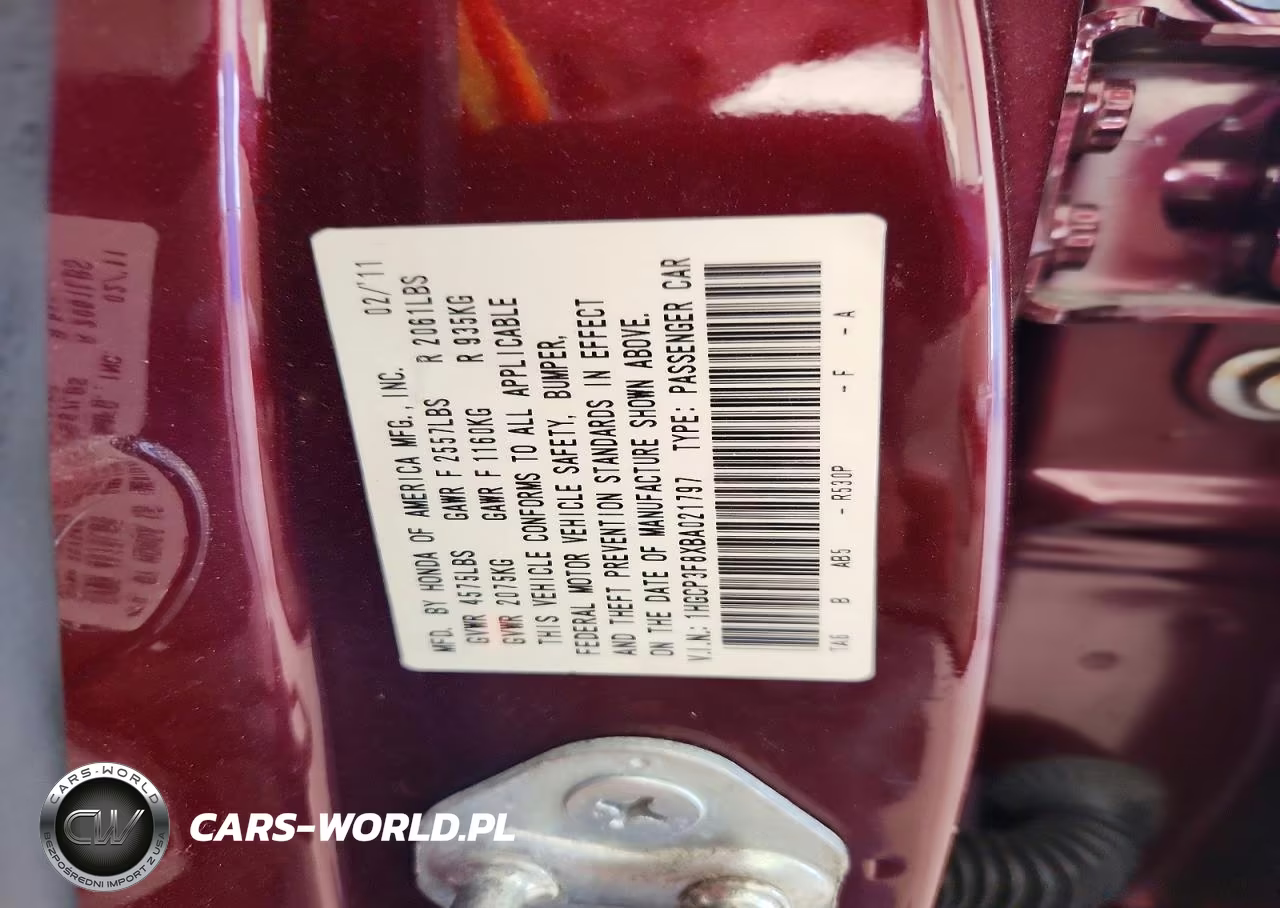 2011 Honda Accord Exl VIN:1HGCP3F8XBA021797 - 12