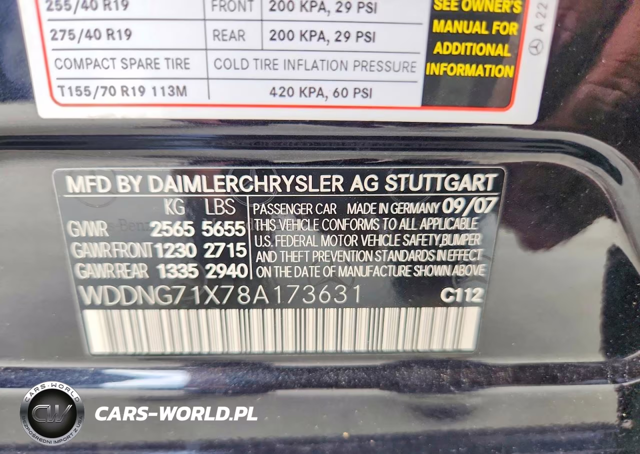 2008 Mercedes-Benz S 550 VIN:WDDNG71X78A173631 - 12
