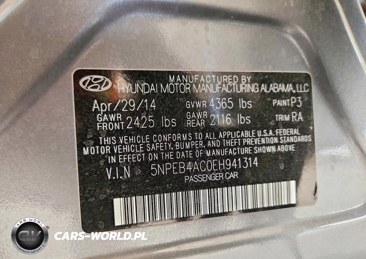 2014 Hyundai Sonata Gls VIN:5NPEB4AC0EH941314 - 13