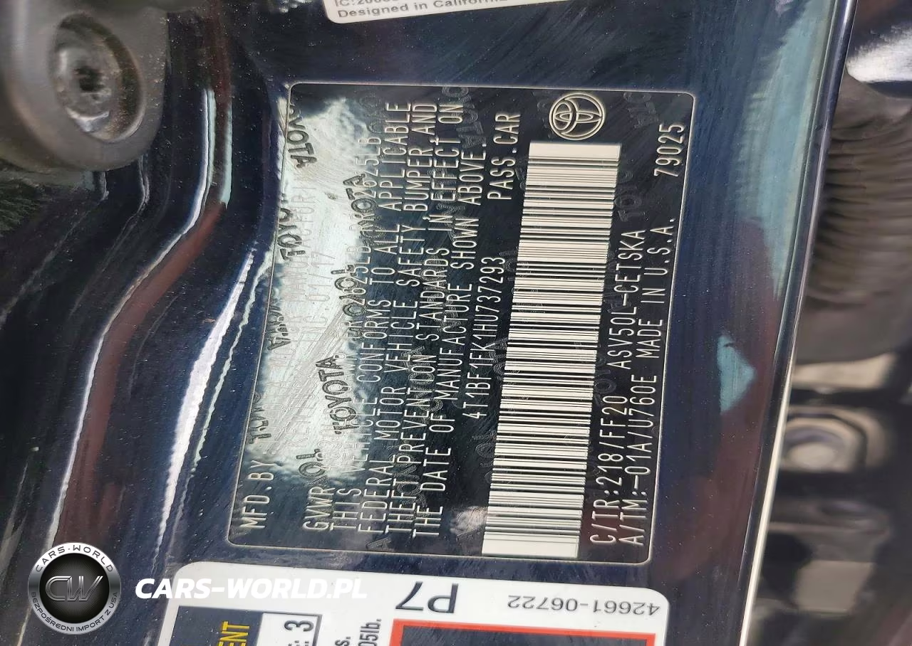 2017 Toyota Camry Se VIN:4T1BF1FK1HU737293 - 12