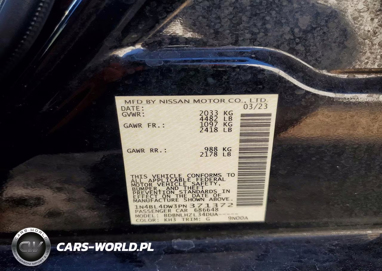 2023 Nissan Altima Sv VIN:1N4BL4DW3PN371372 - 12