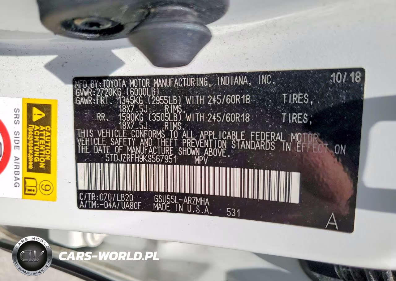 2019 Toyota Highlander Xle VIN:5TDJZRFH9KS567951 - 14