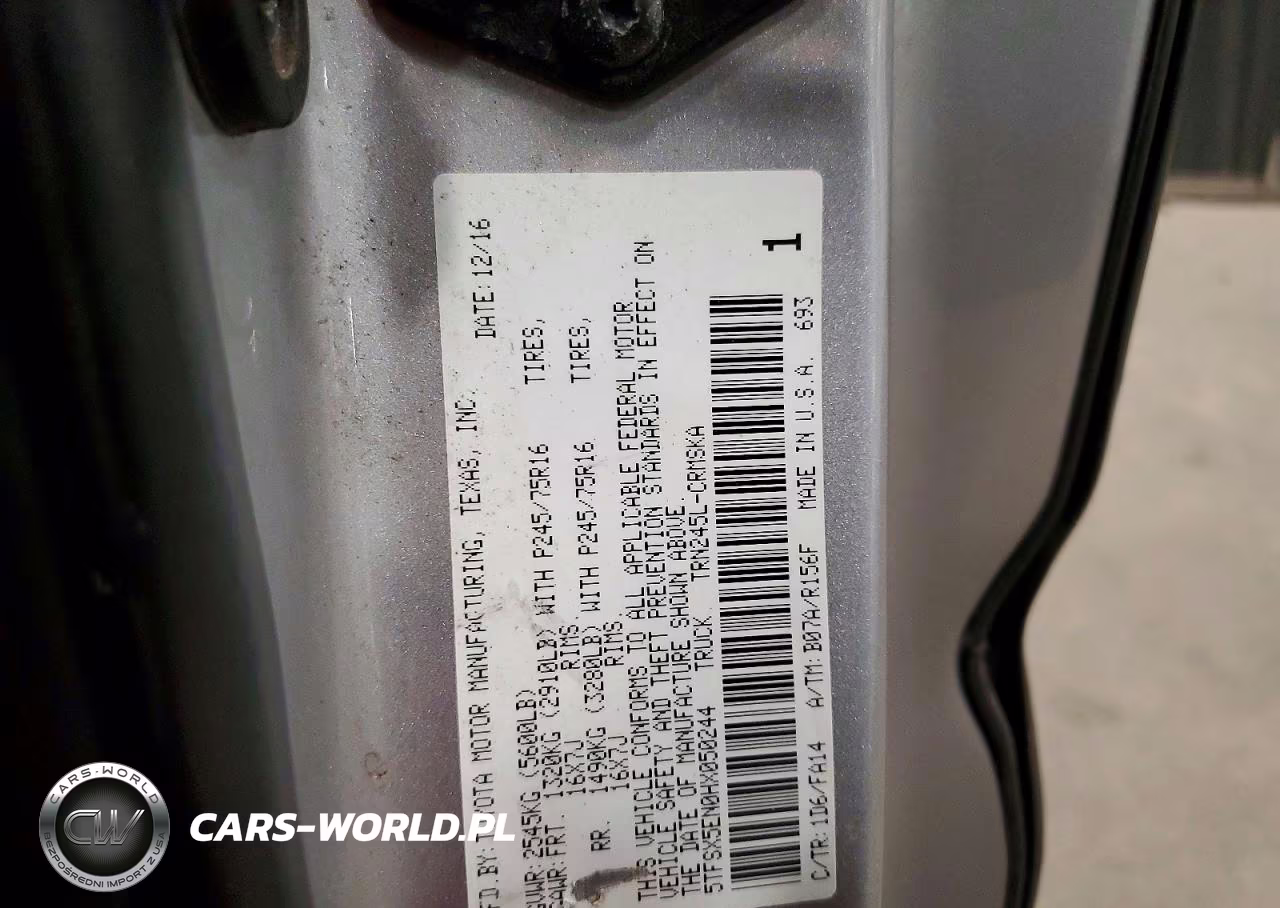 2017 Toyota Tacoma Sr VIN:5TFSX5EN0HX050244 - 12