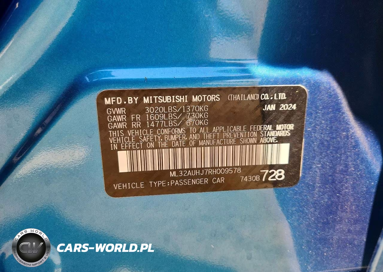 2024 Mitsubishi Mirage Es-Le VIN:ML32AUHJ7RH009578 - 13