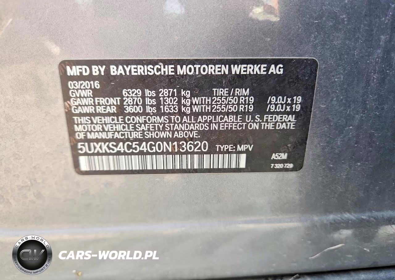 2016 BMW X5 xDrive35D VIN:5UXKS4C54G0N13620 - 13