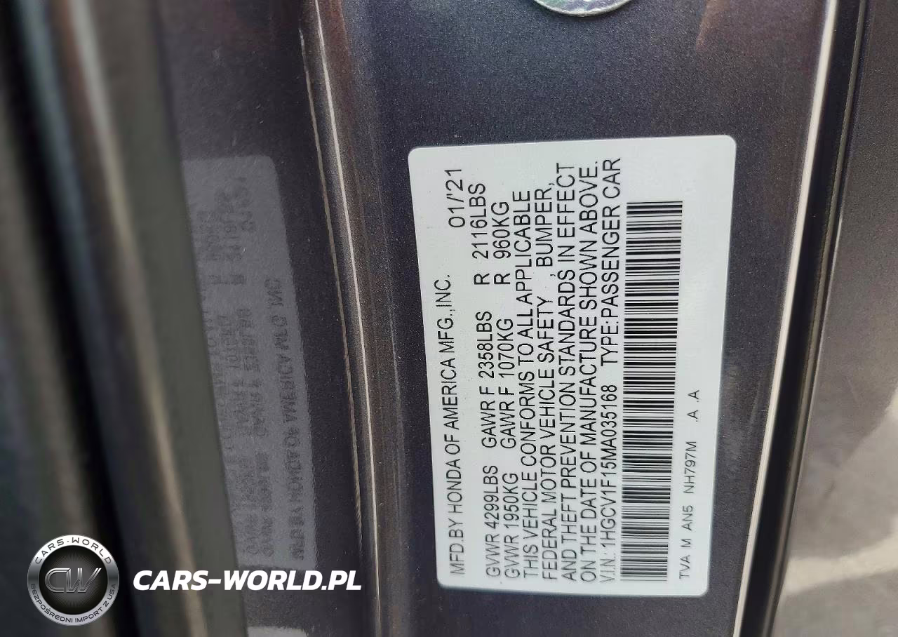 2021 Honda Accord Lx VIN:1HGCV1F15MA035168 - 13