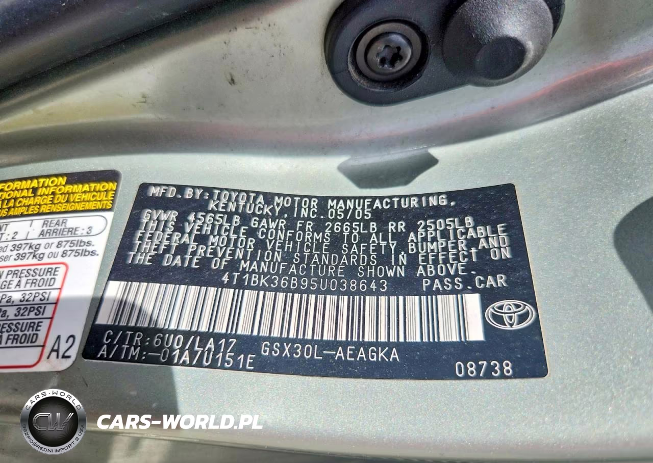 2005 Toyota Avalon Xls VIN:4T1BK36B95U038643 - 12
