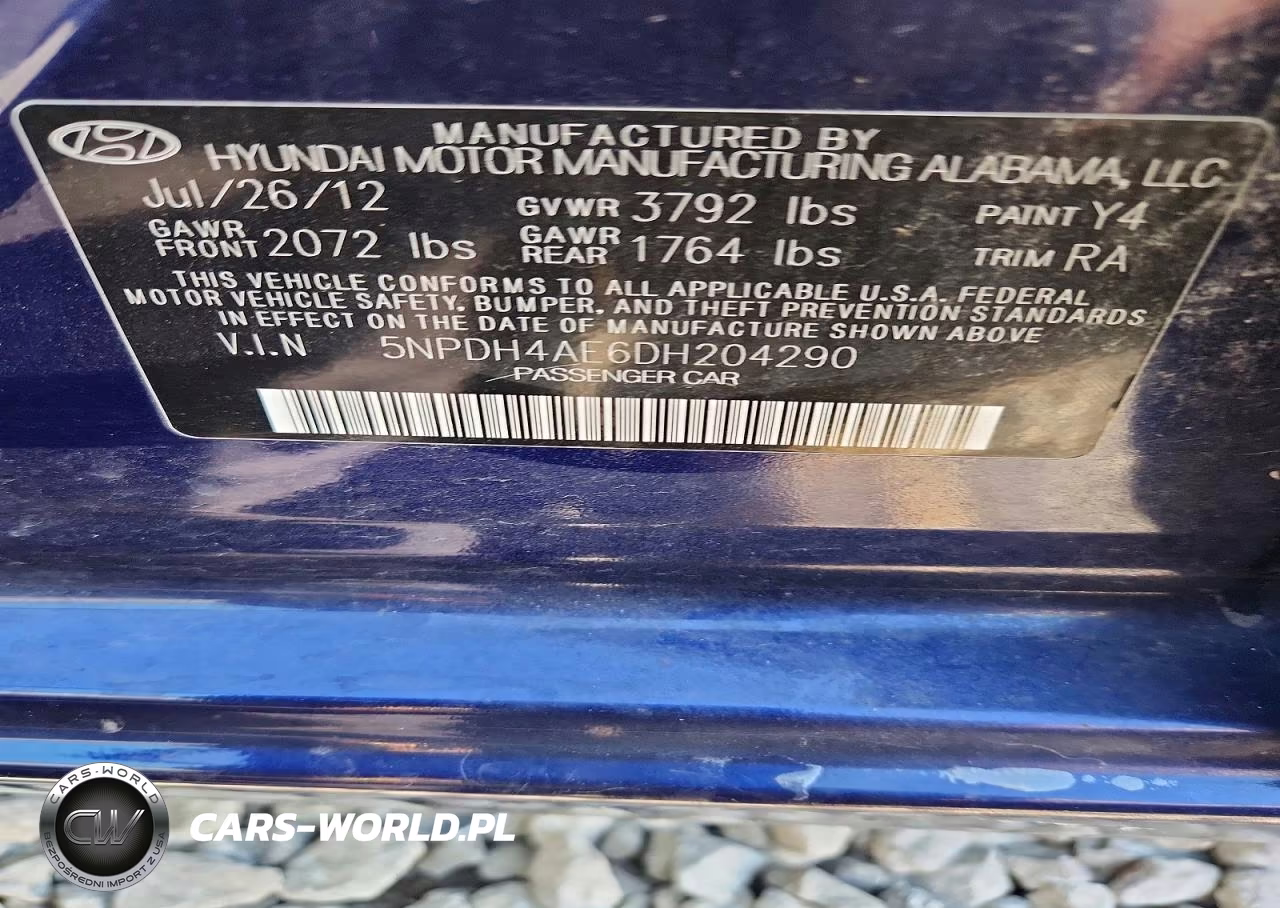 2013 Hyundai Elantra Gls VIN:5NPDH4AE6DH204290 - 13