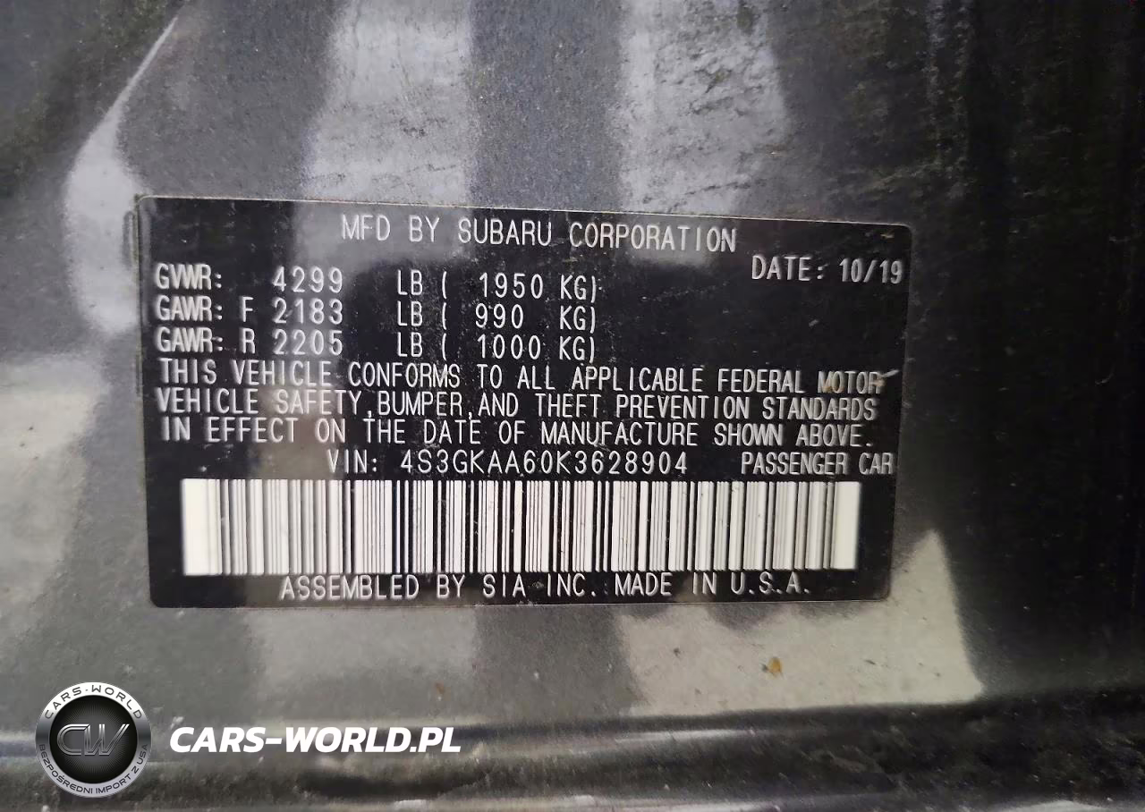 2019 Subaru Impreza VIN:4S3GKAA60K3628904 - 12