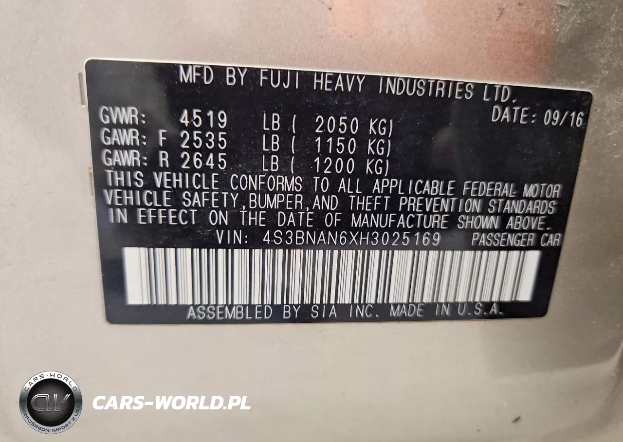 2017 Subaru Legacy 2.5I Limited VIN:4S3BNAN6XH3025169 - 12
