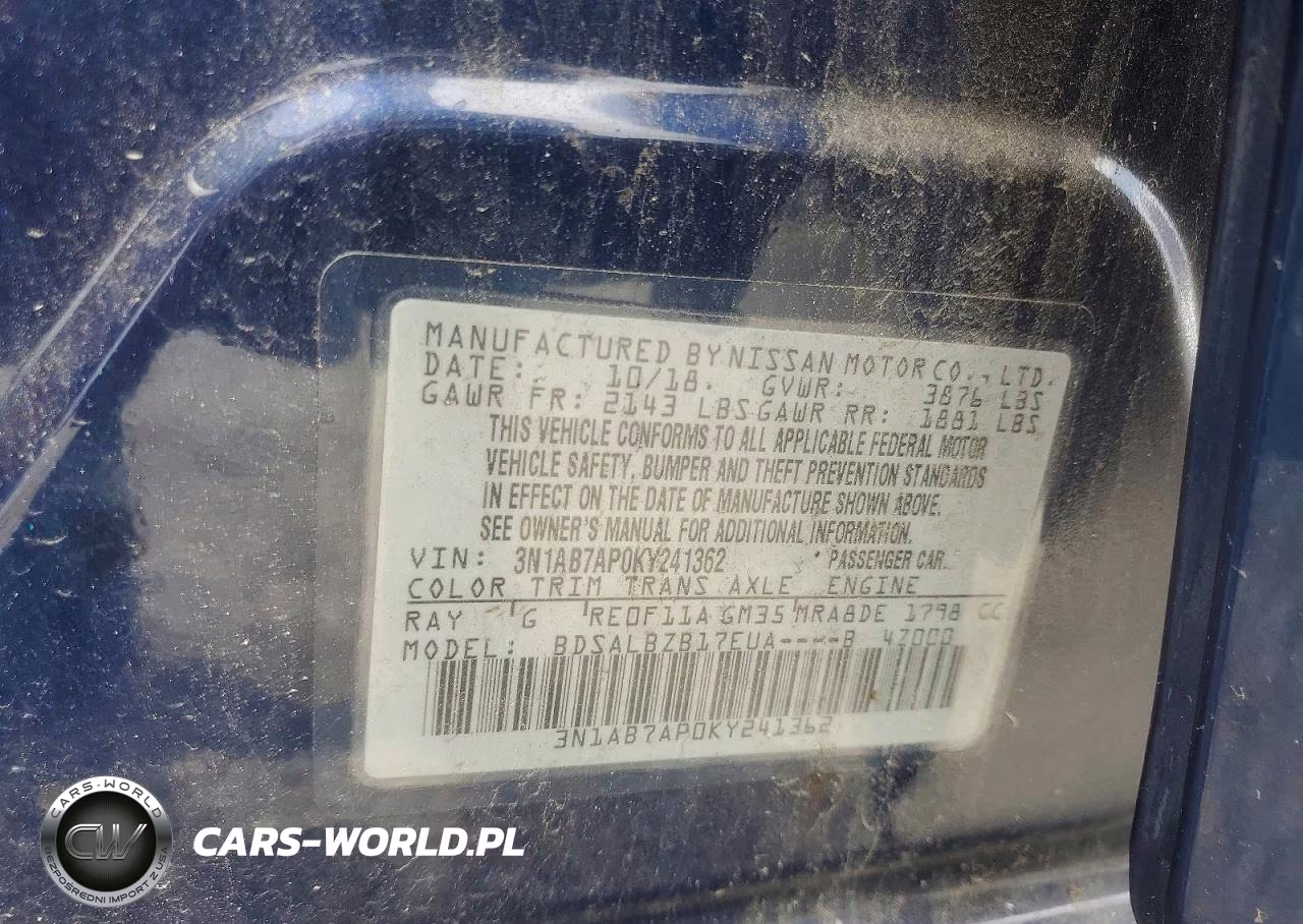 2019 Nissan Sentra S VIN:3N1AB7AP0KY241362 - 12
