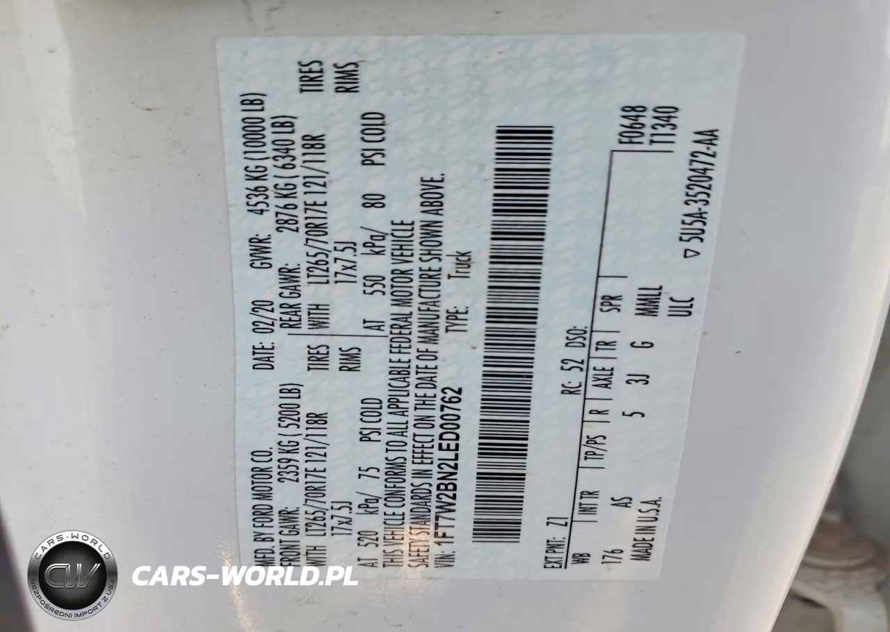 2020 Ford F250 Super Duty VIN:1FT7W2BN2LED00762 - 12