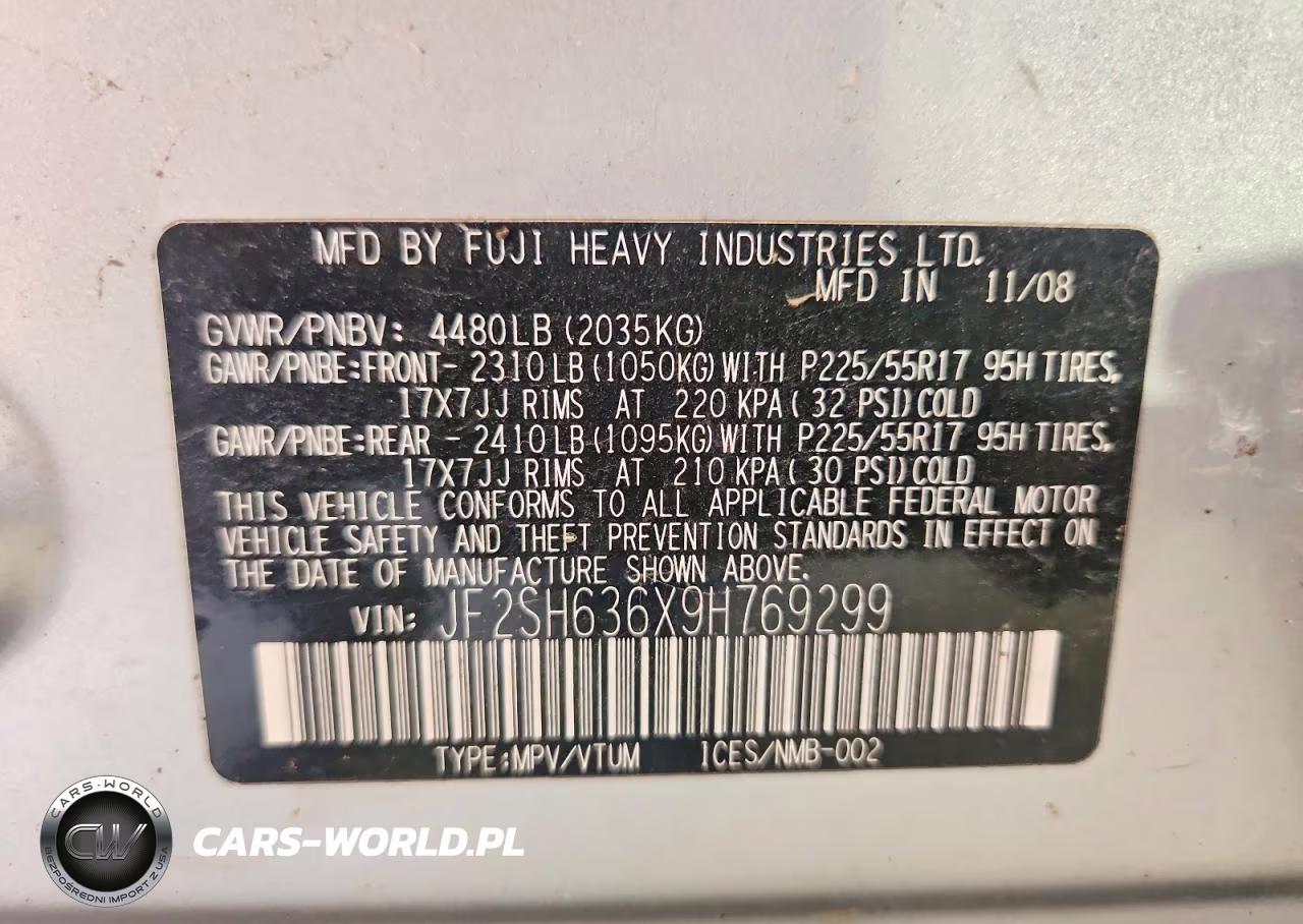 2009 Subaru Forester 2.5X Premium VIN:JF2SH636X9H769299 - 13