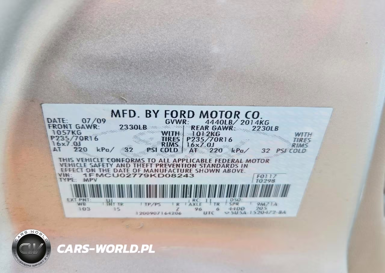 2009 Ford Escape Xls VIN:1FMCU02779KD08243 - 12