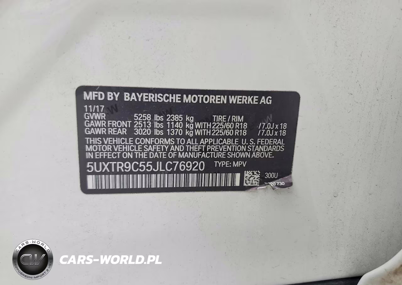 2018 BMW X3 xDrive30I VIN:5UXTR9C55JLC76920 - 13