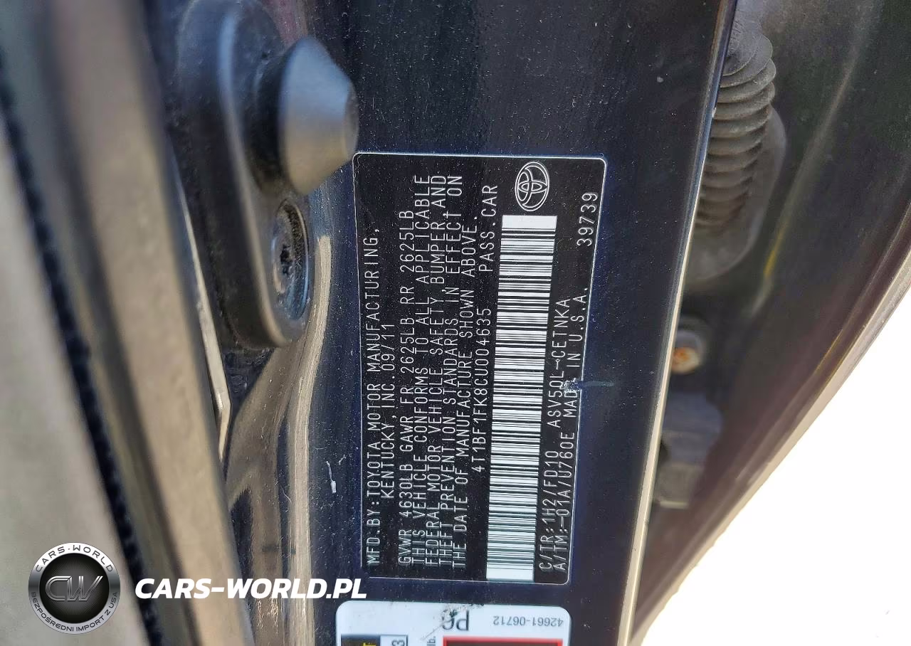 2012 Toyota Camry Le VIN:4T1BF1FK8CU004635 - 12