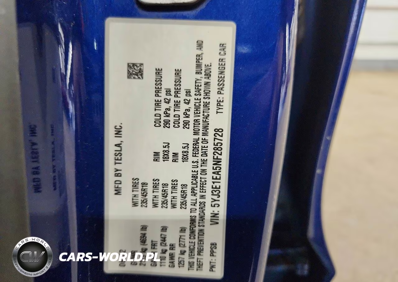 2022 Tesla Model 3 VIN:5YJ3E1EA5NF285728 - 12