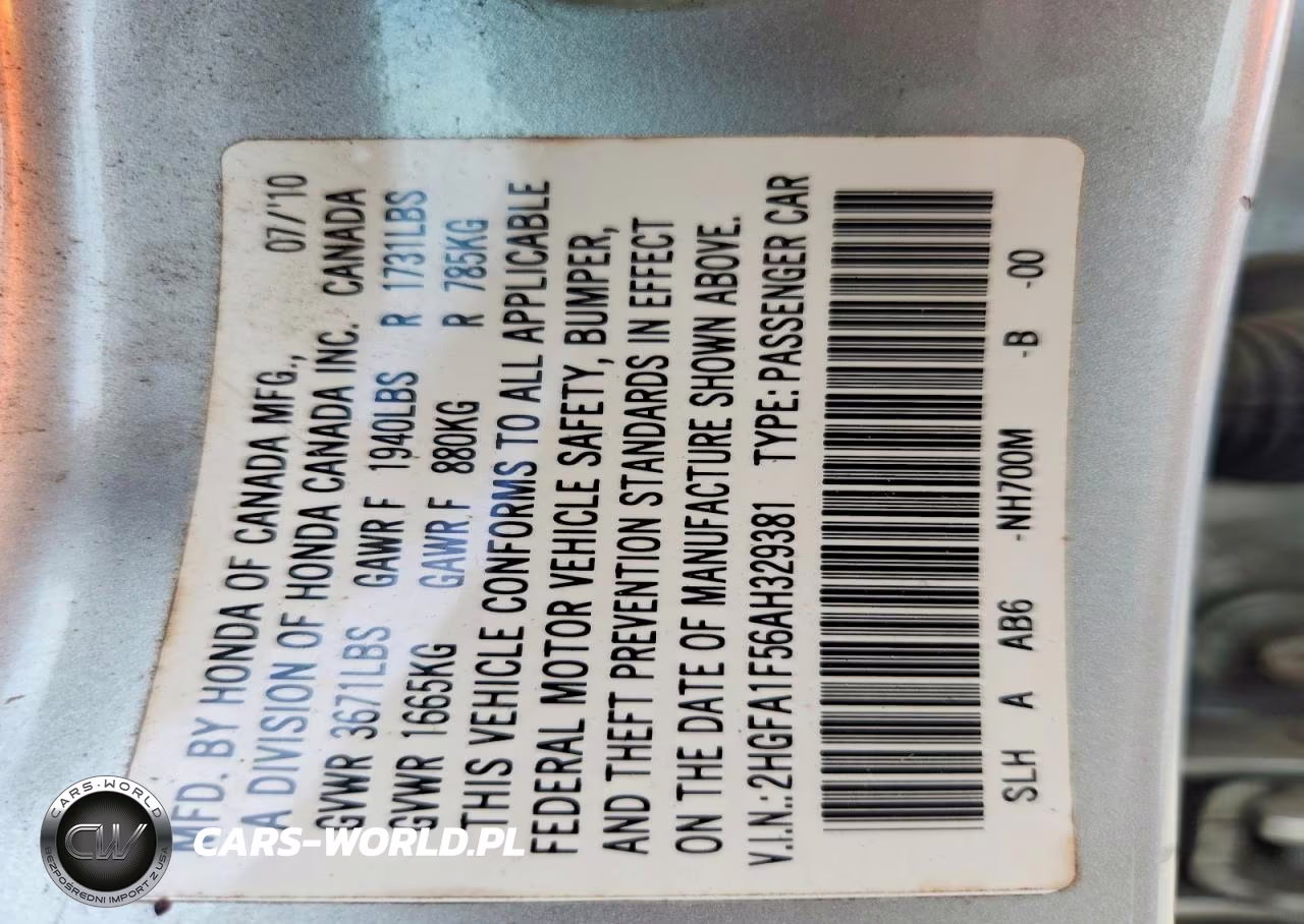2010 Honda Civic Lx VIN:2HGFA1F56AH329381 - 12