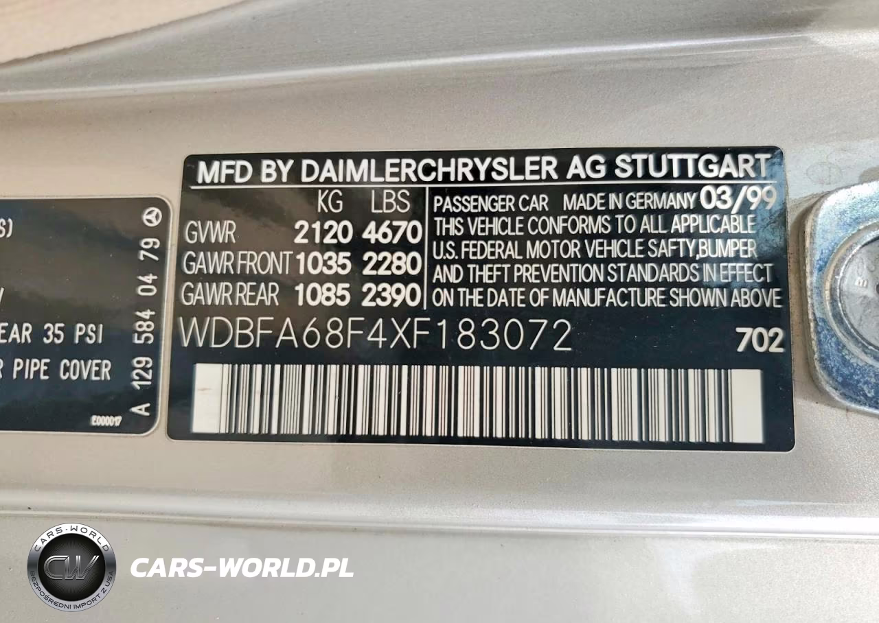 1999 Mercedes-Benz Sl 500 VIN:WDBFA68F4XF183072 - 12