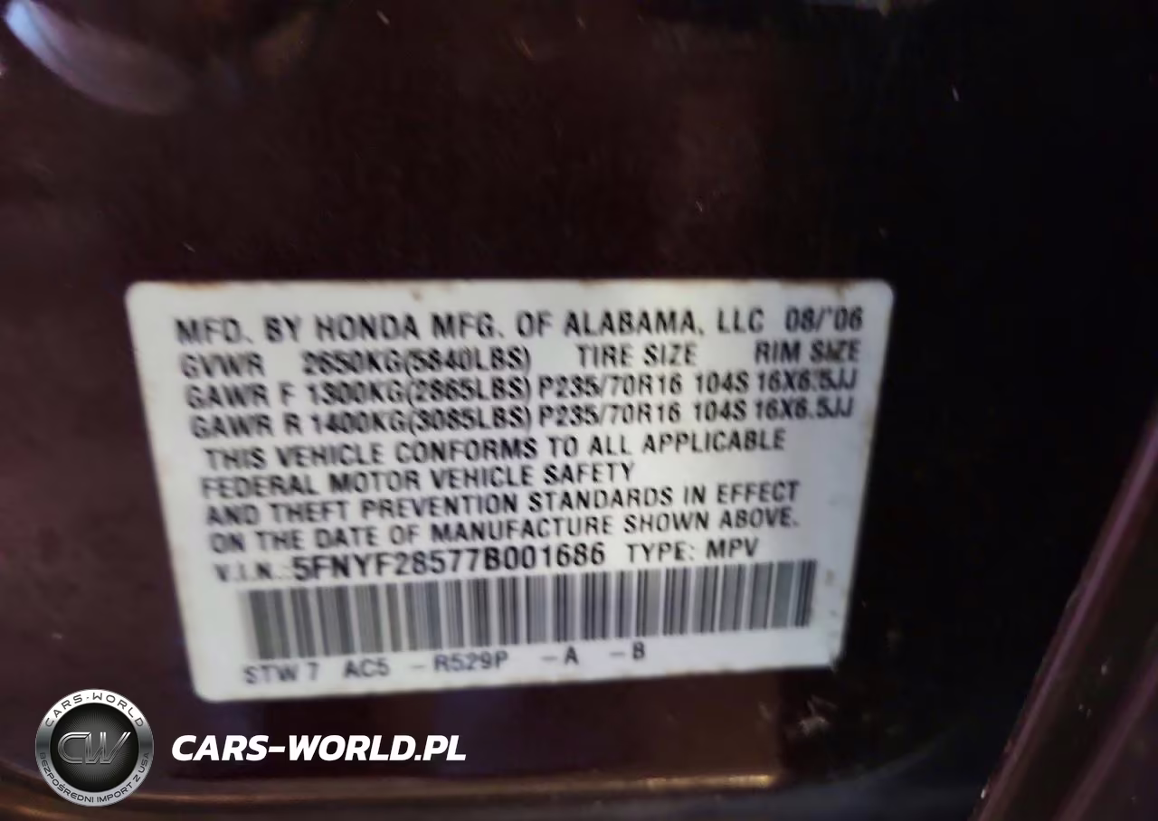 2007 Honda Pilot Exl VIN:5FNYF28577B001686 - 13