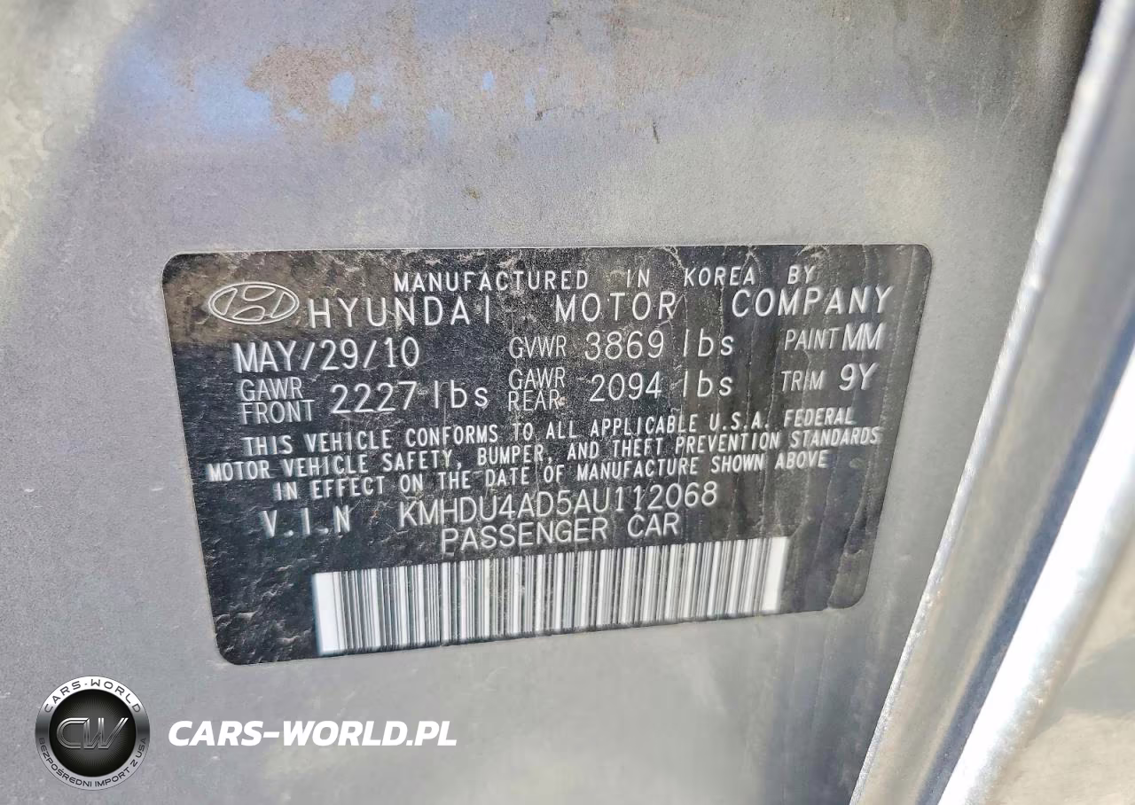 2010 Hyundai Elantra Gls VIN:KMHDU4AD5AU112068 - 12
