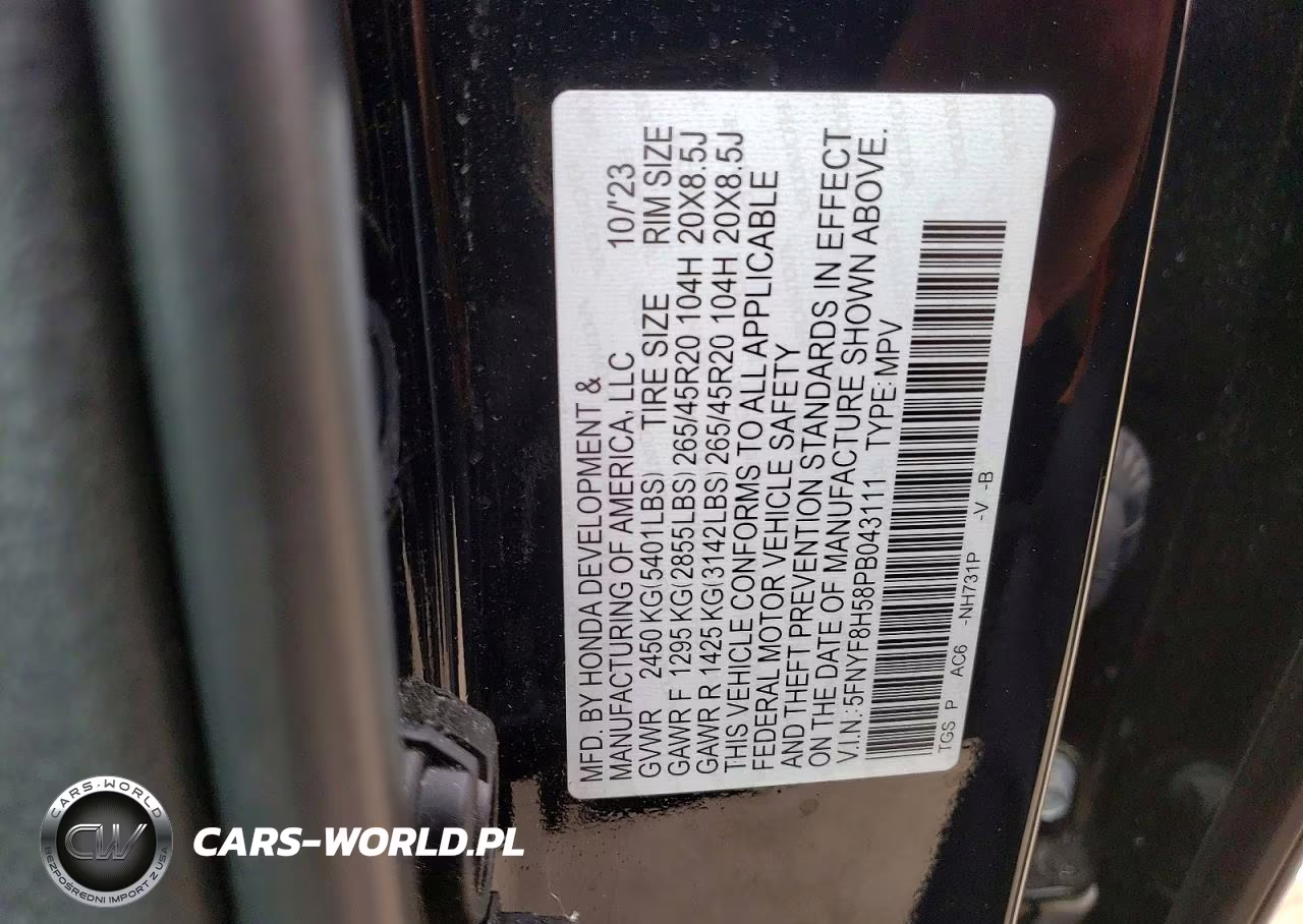 2023 Honda Passport Exl VIN:5FNYF8H58PB043111 - 14