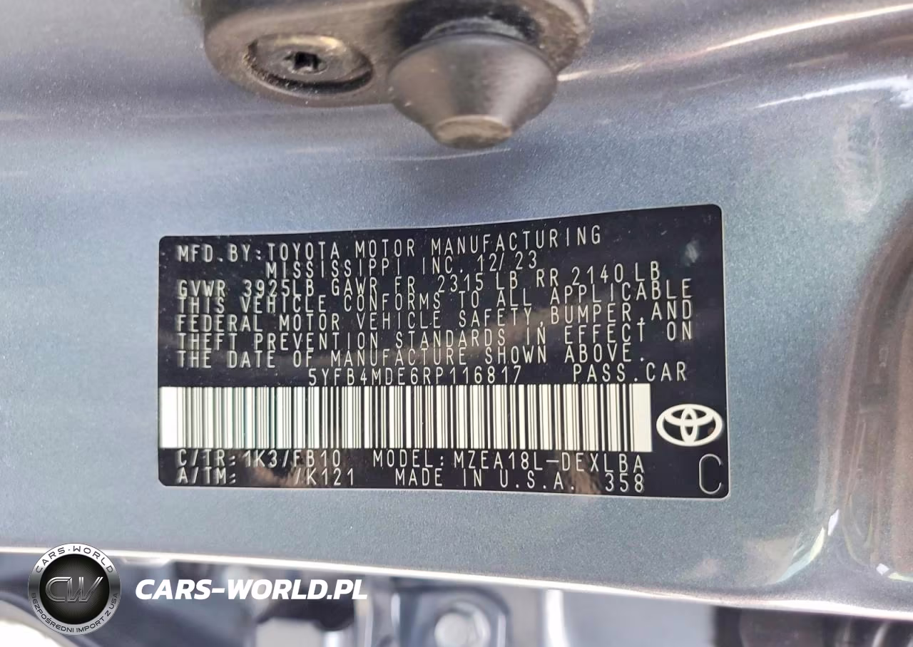 2024 Toyota Corolla Le VIN:5YFB4MDE6RP116817 - 13