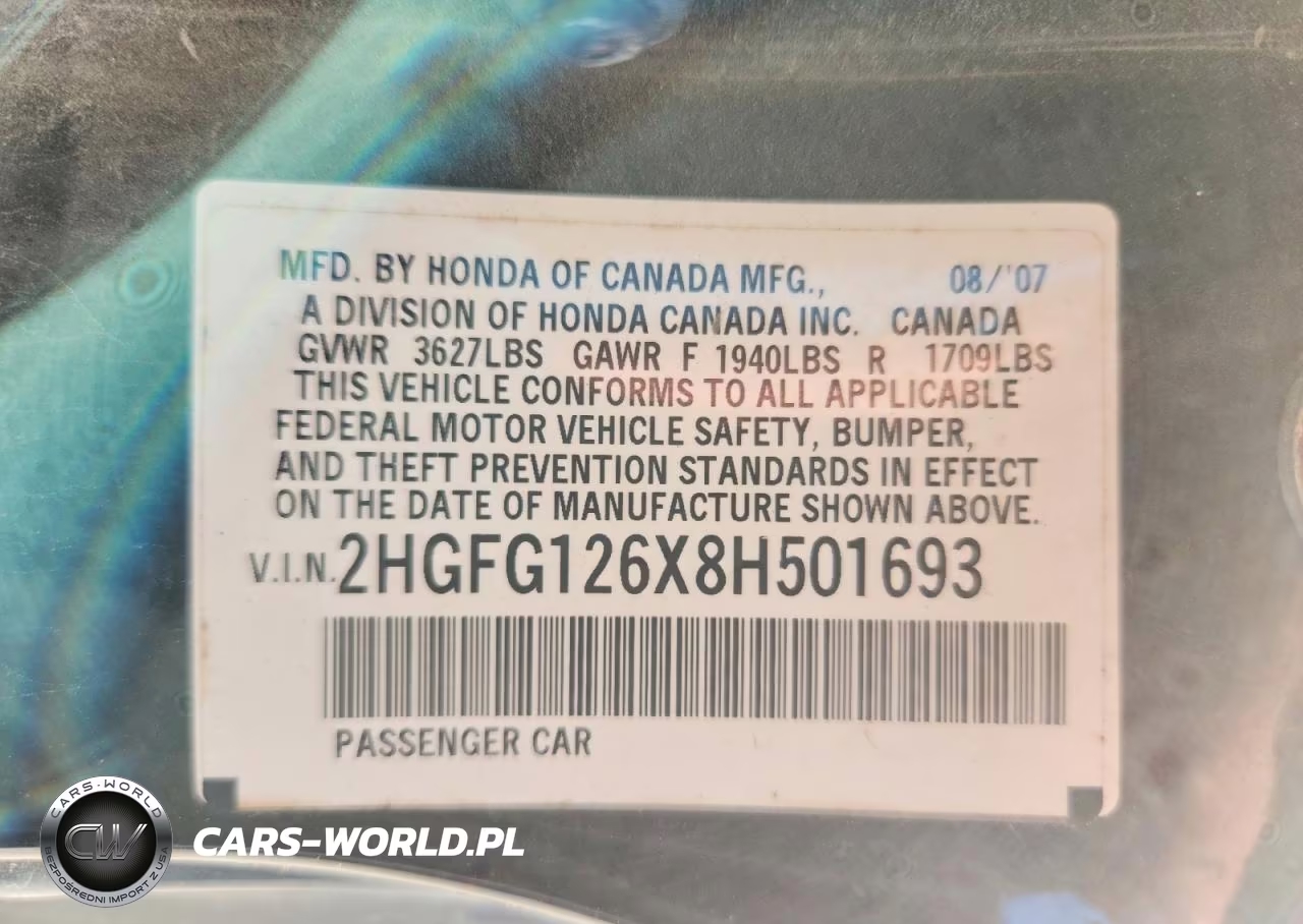 2008 Honda Civic Lx VIN:2HGFG126X8H501693 - 12
