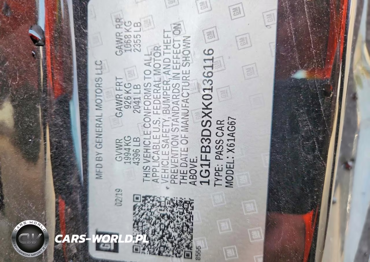 2019 Chevrolet Camaro Ls VIN:1G1FB3DSXK0136116 - 12