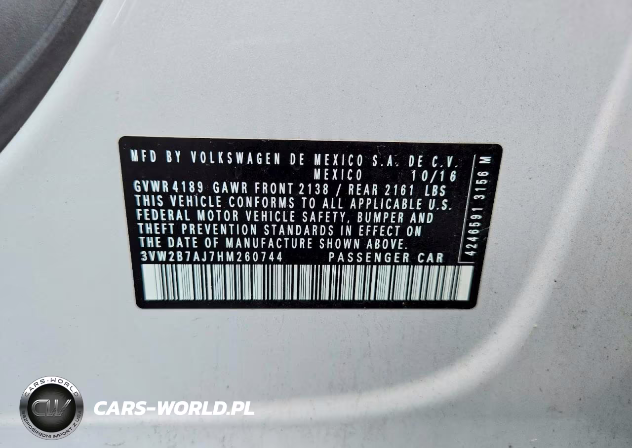 2017 Volkswagen Jetta S VIN:3VW2B7AJ7HM260744 - 12