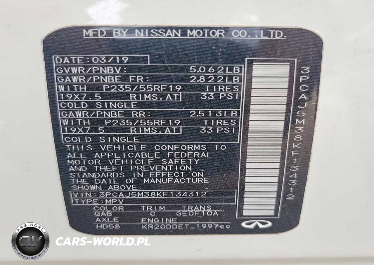2019 Infiniti Qx50 Essential VIN:3PCAJ5M38KF134312 - 12