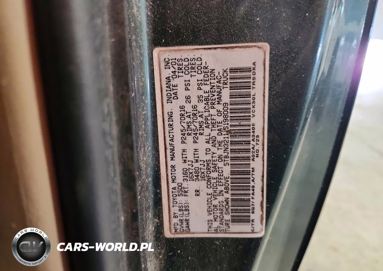 2001 Toyota Tundra Base VIN:5TBJN32111S198009 - 12