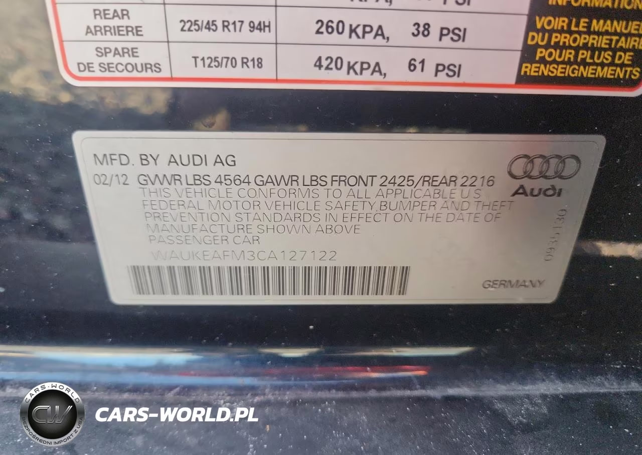 2012 Audi A3 Premium Plus VIN:WAUKEAFM3CA127122 - 12