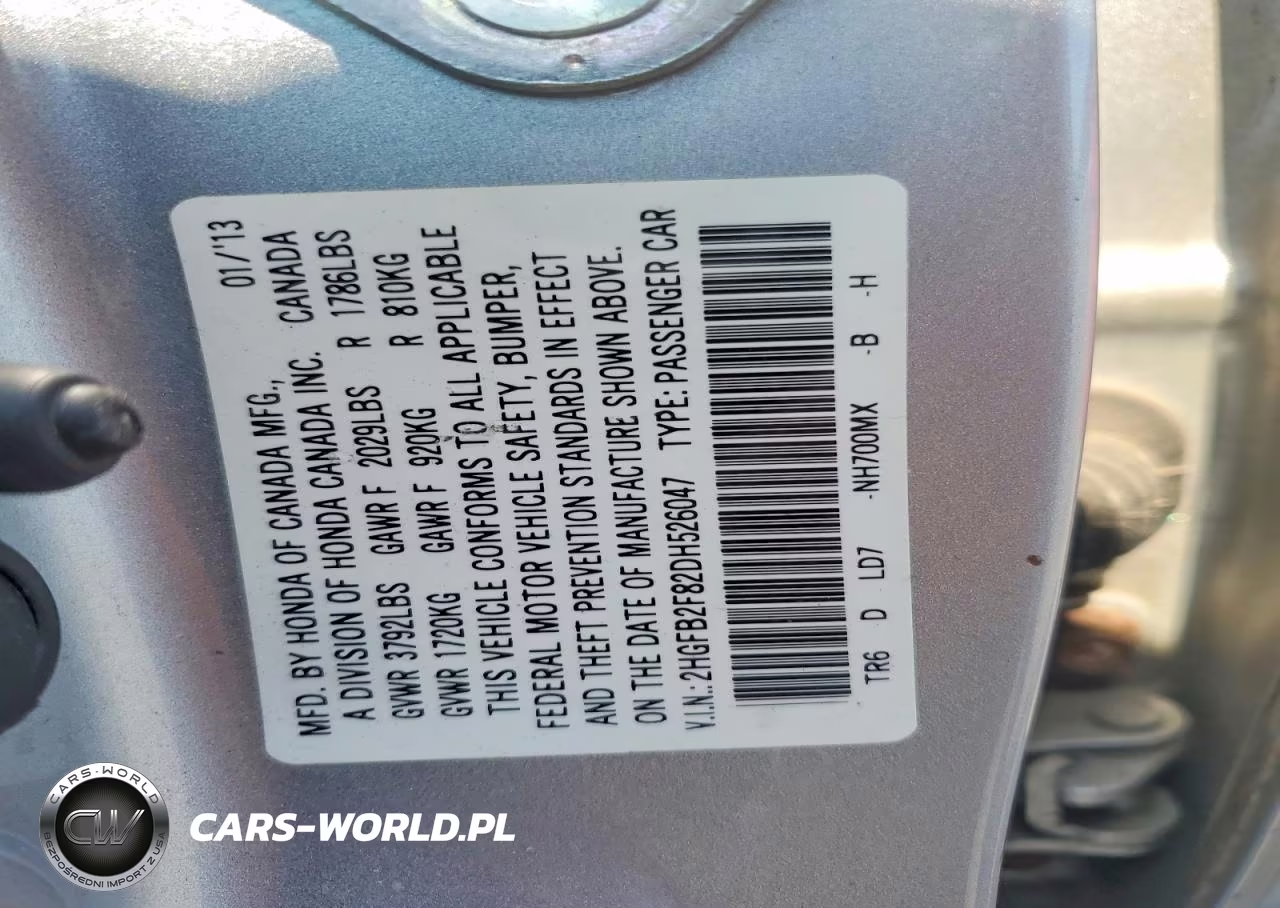 2013 Honda Civic Ex VIN:2HGFB2F82DH526047 - 12