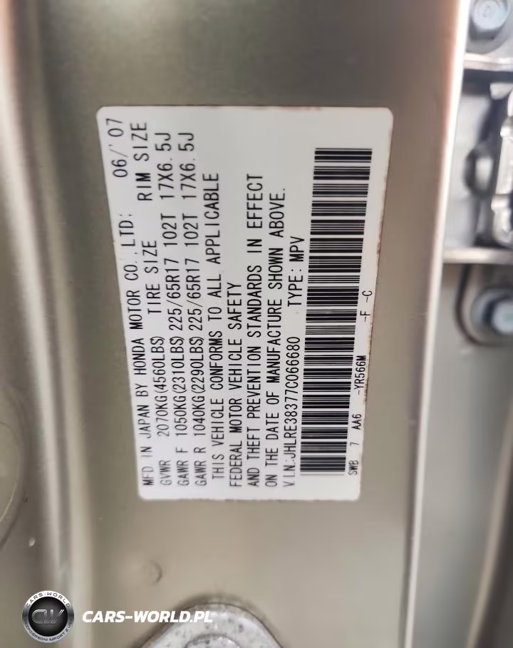 2007 Honda Cr-V Lx VIN:JHLRE38377C066680 - 13
