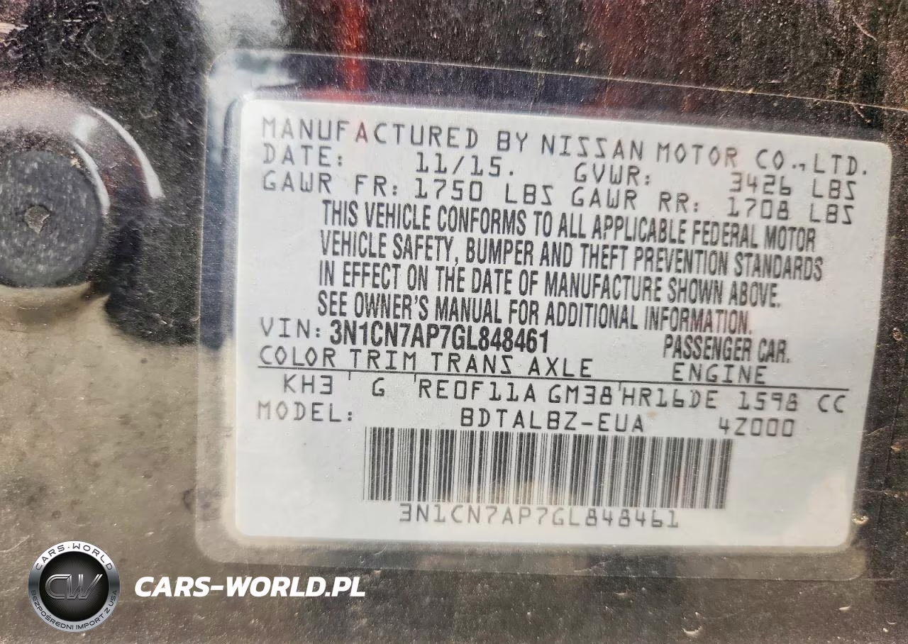 2016 Nissan Versa 1.6 Sv VIN:3N1CN7AP7GL848461 - 12