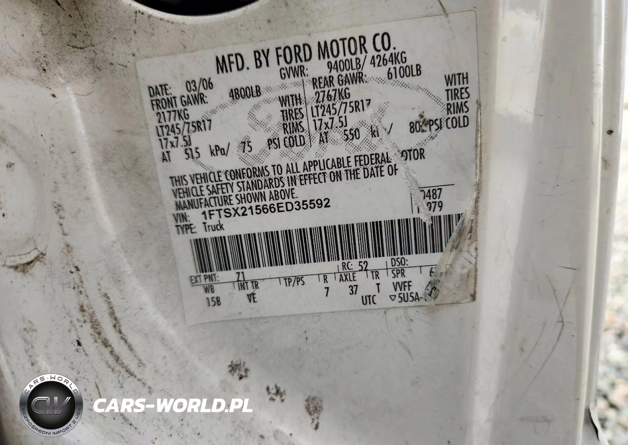 2006 Ford F250 Super Duty VIN:1FTSX21566ED35592 - 12