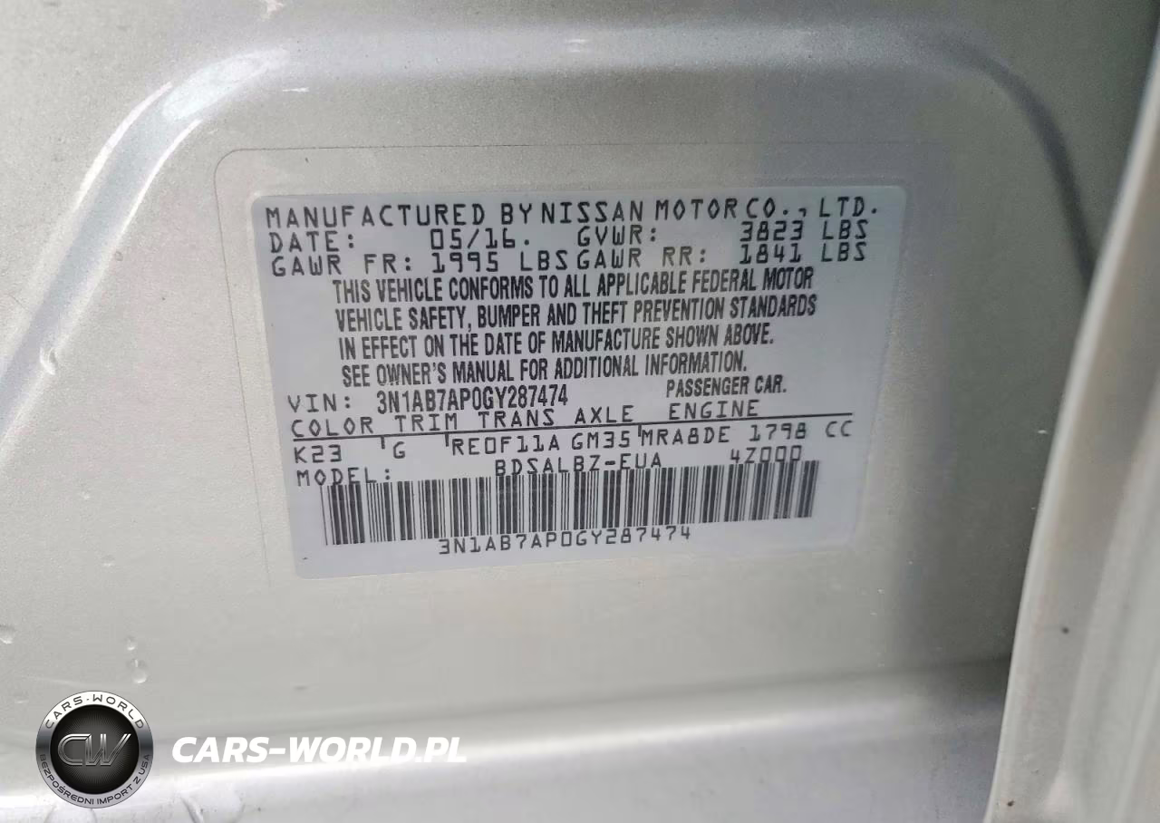 2016 Nissan Sentra S VIN:3N1AB7AP0GY287474 - 12