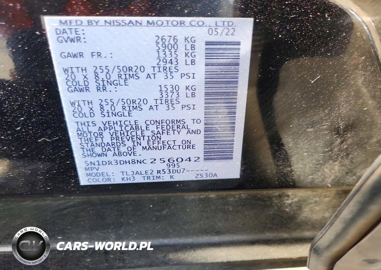 2022 Nissan Pathfinder Platinum VIN:5N1DR3DH8NC256042 - 14