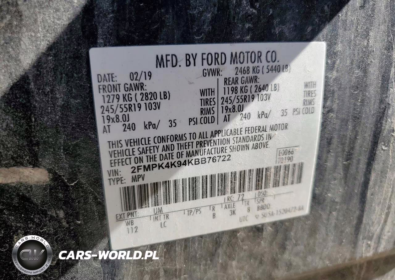 2019 Ford Edge Titanium VIN:2FMPK4K94KBB76722 - 14