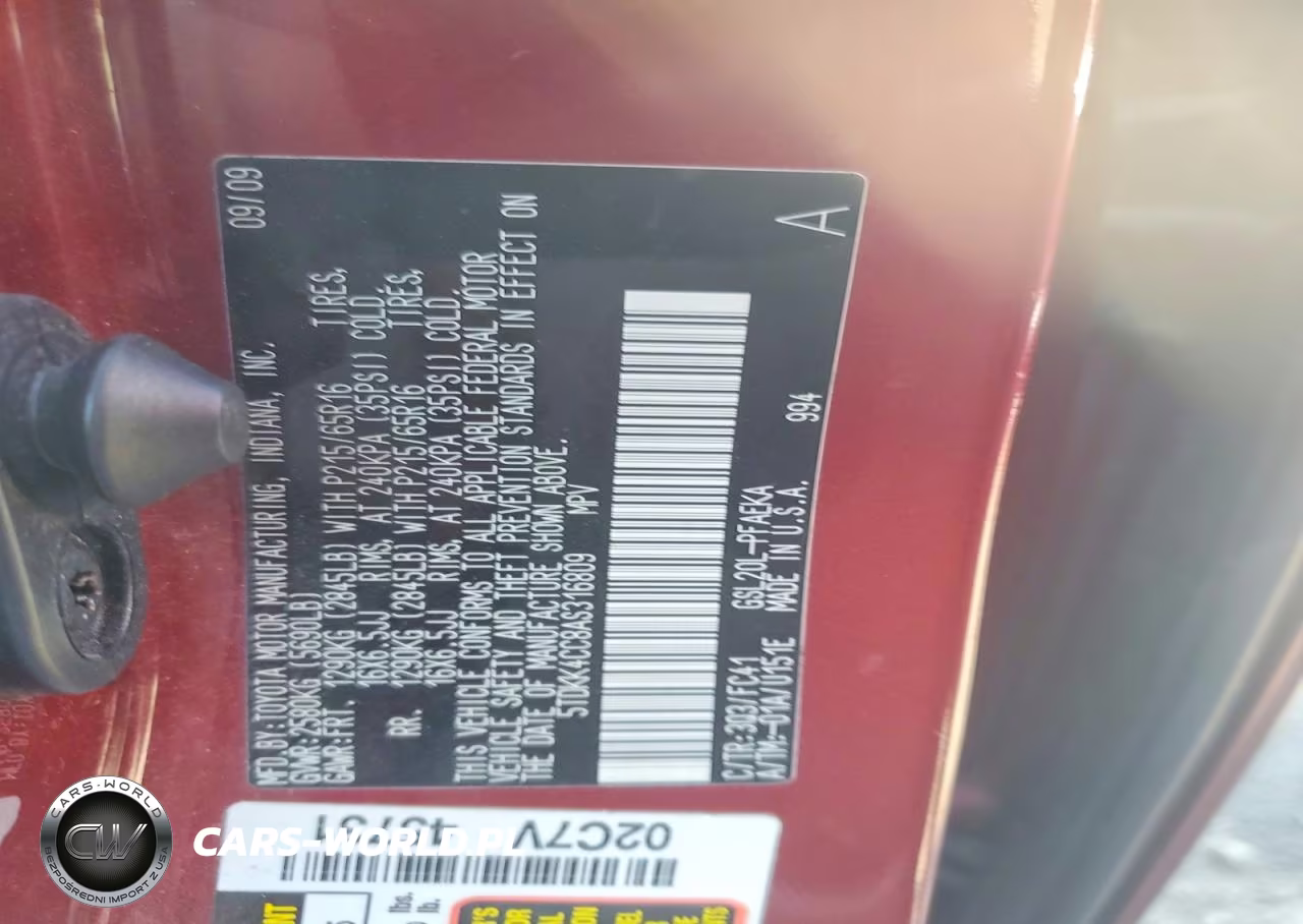 2010 Toyota Sienna Le 7-Passenger VIN:5TDKK4CC8AS316809 - 13