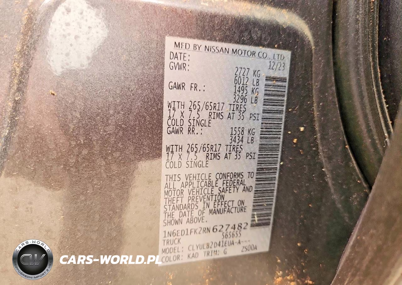 2024 Nissan Frontier Sv VIN:1N6ED1FK2RN627482 - 12