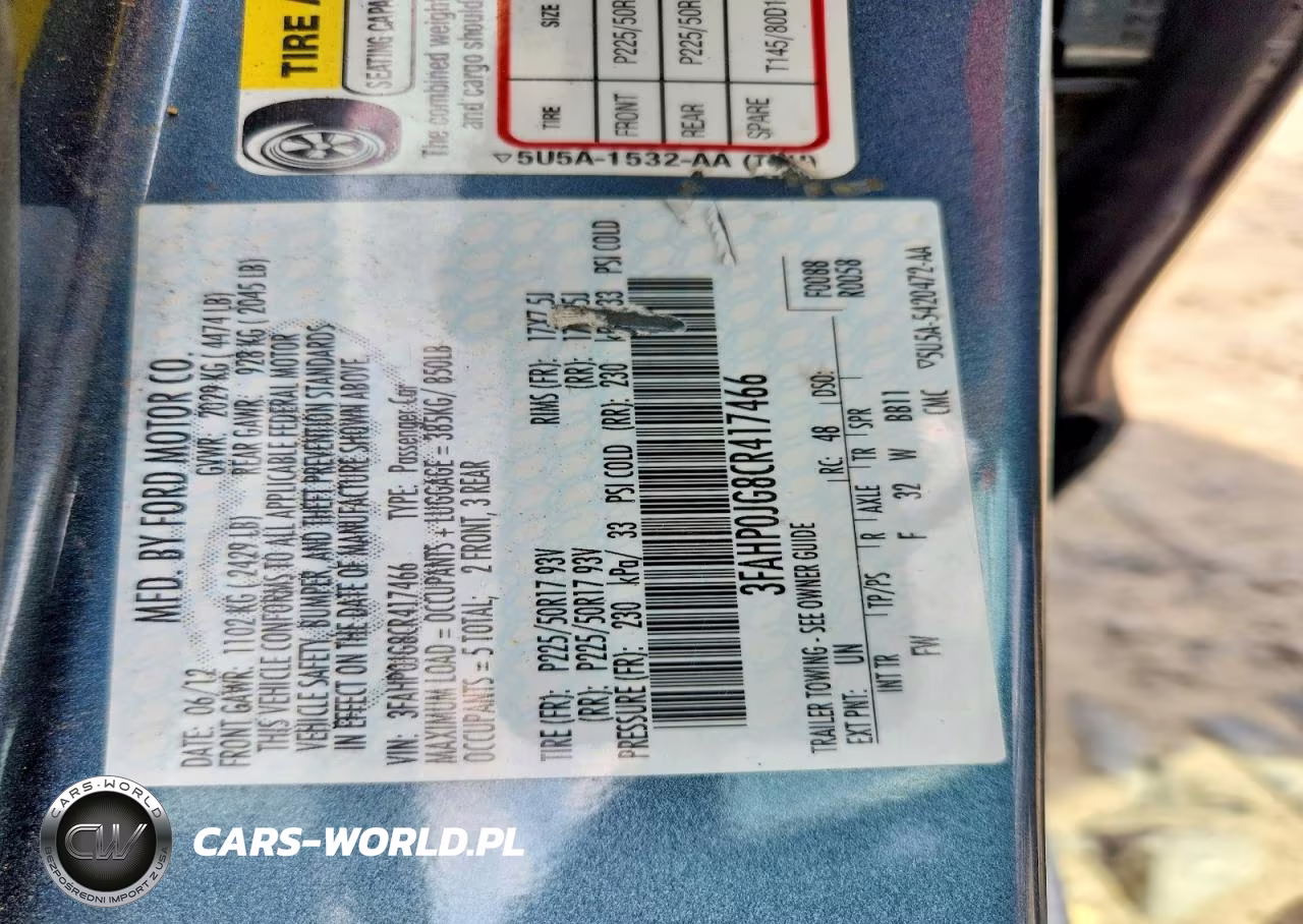 2012 Ford Fusion Sel VIN:3FAHP0JG8CR417466 - 12