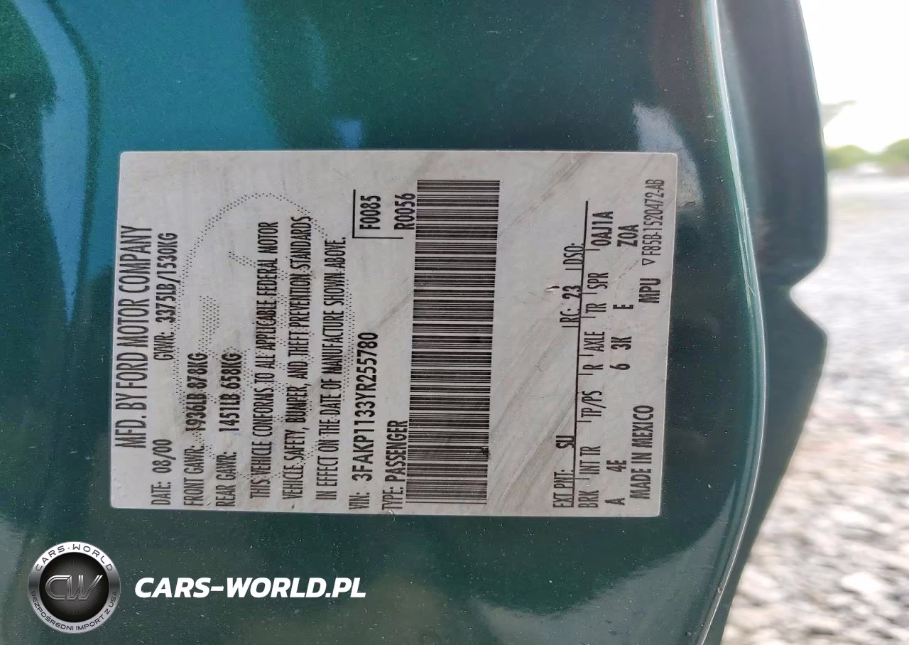 2000 Ford Escort Zx2 VIN:3FAKP1133YR255780 - 12